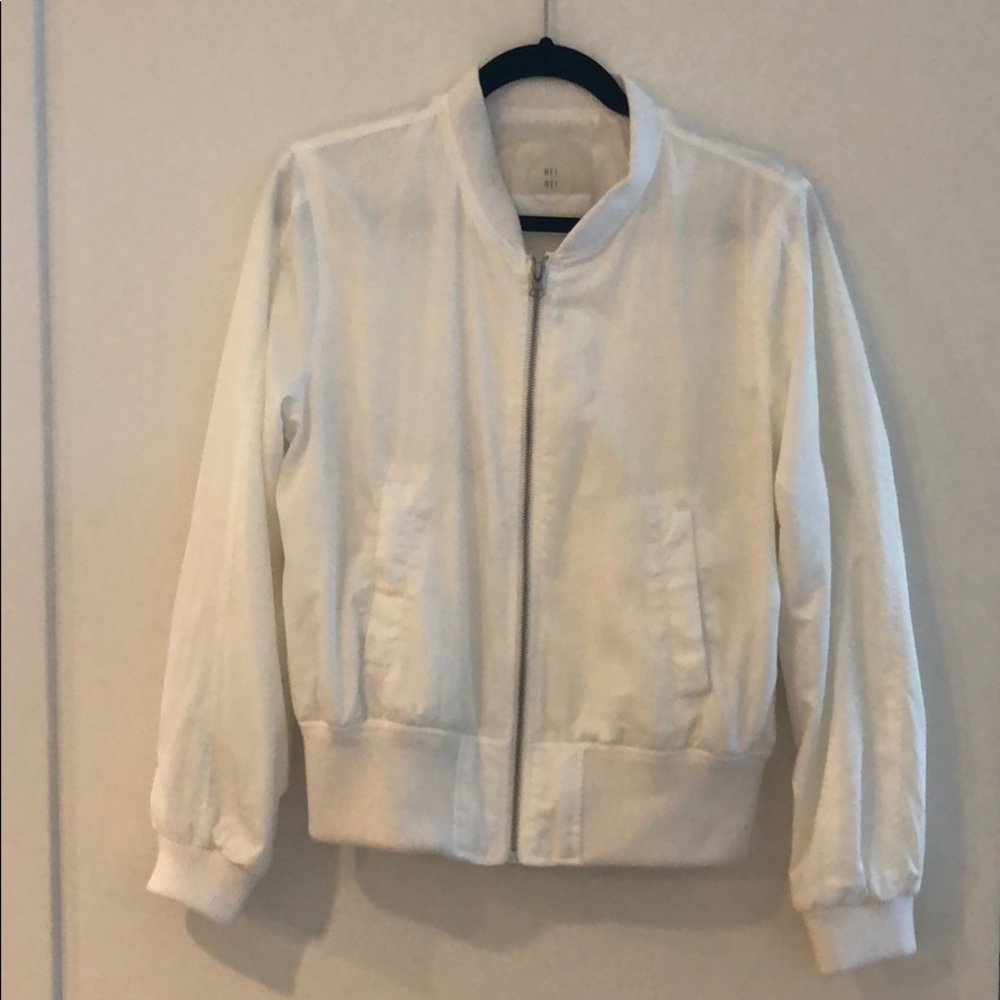 Silky white bomber jacket